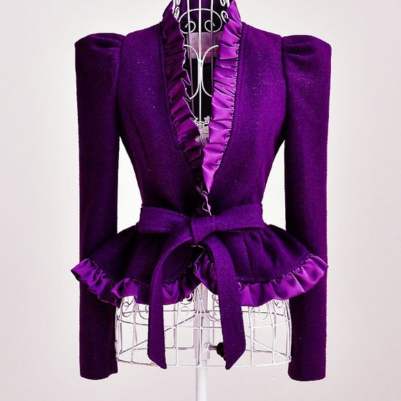 Jackets & Blazers - Purple Wool Satin Fitted Blazer Blazer Suit Jacket